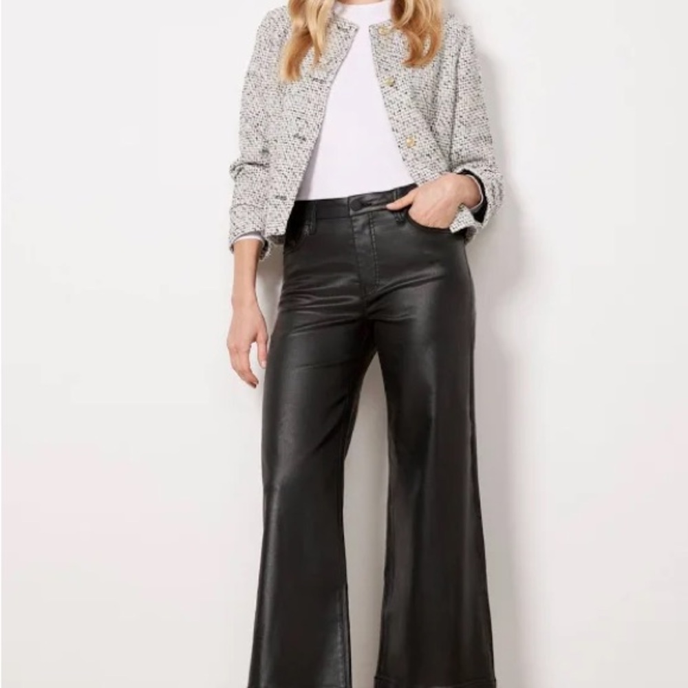 Black Coated Wide Leg Pants